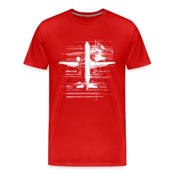 Dessin d’avion - T-shirt bio Premium Homme - rouge - Devant - Damien (186cm)