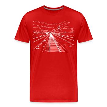 Railway - Men's Premium Organic T-Shirt - red - Front - Damien (186cm)