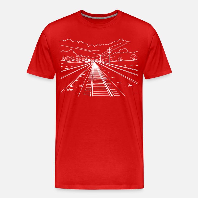 Eisenbahnstrecke - Männer Premium Bio T-Shirt - Rot