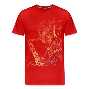 Saxophoniste Rétro - T-shirt bio Premium Homme - rouge - Devant - Damien (186cm)