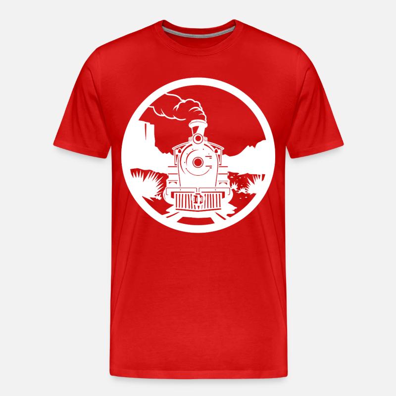 Eisenbahn Zeichnung - Männer Premium Bio T-Shirt - Rot