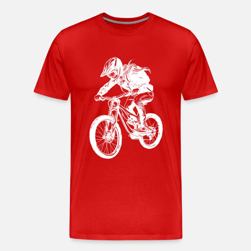 Mountain Biker Mädchen - Männer Premium Bio T-Shirt - Rot