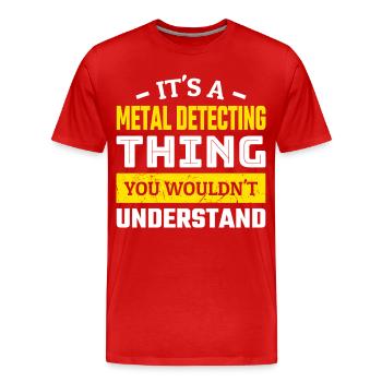 Metal Detecting - Men's Premium Organic T-Shirt - red - Front - Damien (186cm)