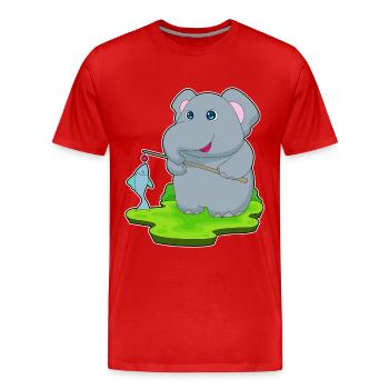 Elefant Angler Fisch Angeln - Männer Premium Bio T-Shirt - Rot - Vorne - Damien (186cm)