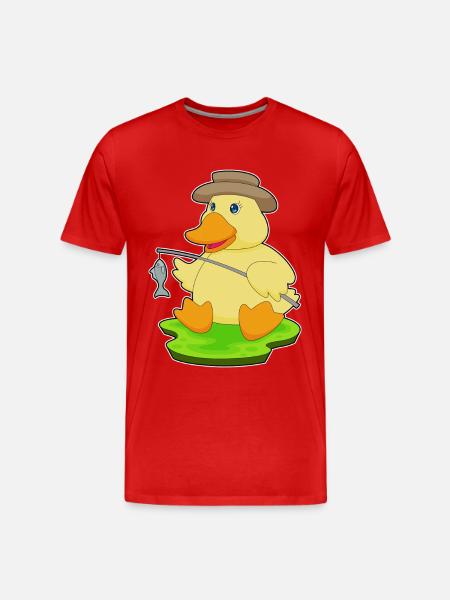 Duck Angler Fish Fishing - Men's Premium Organic T-Shirt - red