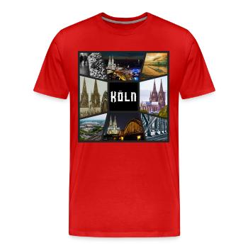 Cologne, Skyline, ville, Allemagne, collage, graffiti - T-shirt bio Premium Homme - rouge - Devant - Damien (186cm)