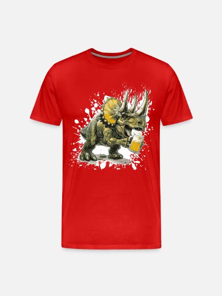 Dinosaurier triceratops Bier - Männer Premium Bio T-Shirt - Rot