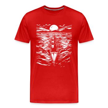 Rowing Sketch - Men's Premium Organic T-Shirt - red - Front - Damien (186cm)