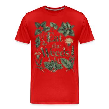 Iss das Unkraut - Sammeln Kräuter Wildpflanzenkunst - Männer Premium Bio T-Shirt - Rot - Vorne - Damien (186cm)