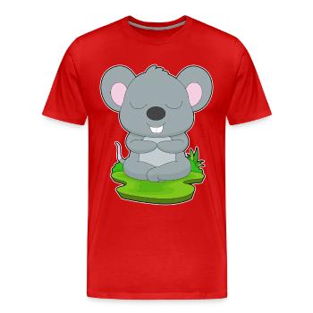 Mouse Yoga Fitness Meditation - Men's Premium Organic T-Shirt - red - Front - Damien (186cm)