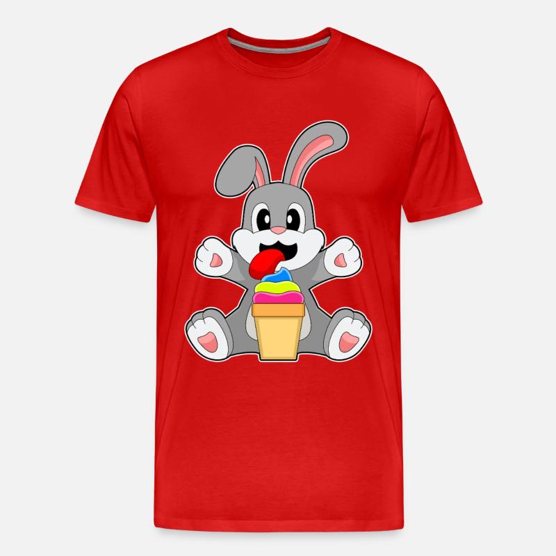 Hase Eisbecher - Männer Premium Bio T-Shirt - Rot
