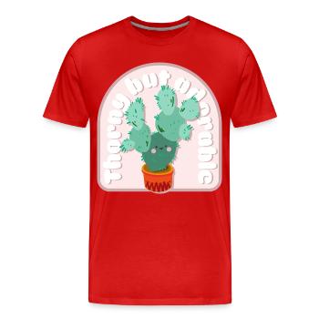 Thorny but Adorable Cactus - Men's Premium Organic T-Shirt - red - Front - Damien (186cm)