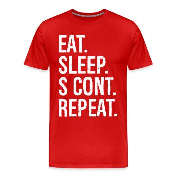 eat sleep s cont repeat - Männer Premium Bio T-Shirt - Rot - Vorne - Damien (186cm)