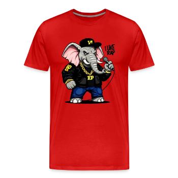 Éléphant Rappeur : Style Urbain Unique ! - T-shirt bio Premium Homme - rouge - Devant - Damien (186cm)