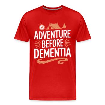 L’aventure avant la démence Randonnée Camping en plein air - T-shirt bio Premium Homme - rouge - Devant - Damien (186cm)