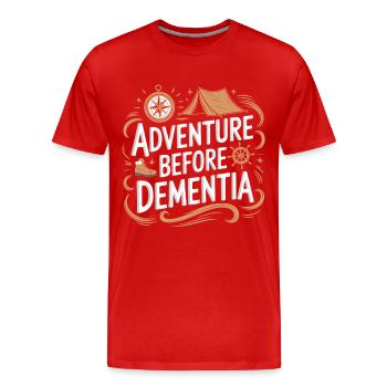 L’aventure avant la démence Randonnée Camping en plein air - T-shirt bio Premium Homme - rouge - Devant - Damien (186cm)