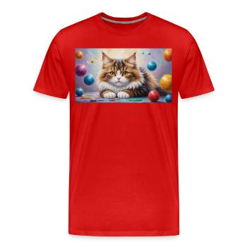 Cute cat wants to play Cuddly Tiger Kitten - Men's Premium Organic T-Shirt - red - Front - Damien (186cm)