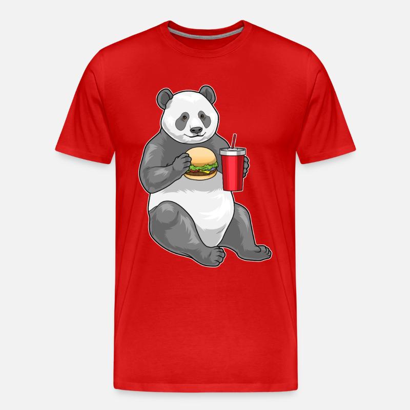 Panda Cheeseburger - Männer Premium Bio T-Shirt - Rot