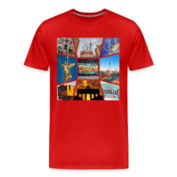 Berlin Skyline City Germany Collage Graffiti - Men's Premium Organic T-Shirt - red - Front - Damien (186cm)