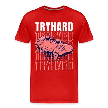 Real tryhard gaming graphics with gamepad - Men's Premium Organic T-Shirt - red - Front - Damien (186cm)