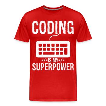 coding is my superpower - Männer Premium Bio T-Shirt - Rot - Vorne - Damien (186cm)