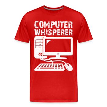 Chuchoteur d’ordinateur - T-shirt bio Premium Homme - rouge - Devant - Damien (186cm)