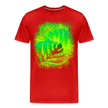 Sensation estivale feuilles aux couleurs de l’été - T-shirt bio Premium Homme - rouge - Devant - Damien (186cm)