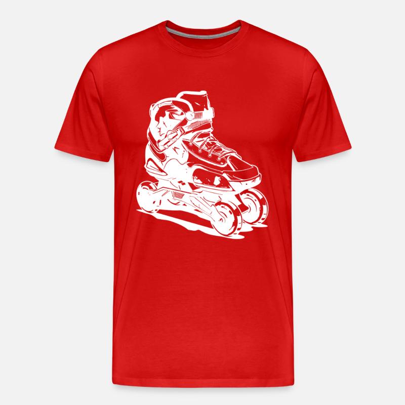 Roller Skates Zeichnung - Männer Premium Bio T-Shirt - Rot