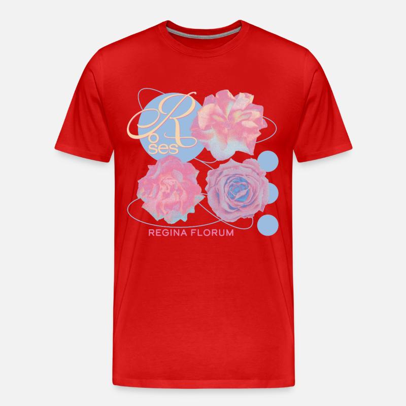 Regina Florum – Ausgefallenes Rosendesign - Männer Premium Bio T-Shirt - Rot