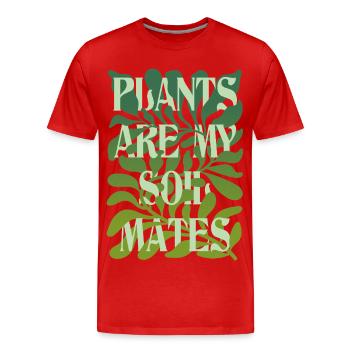 Plants Are My Soulmates Schriftzug - Männer Premium Bio T-Shirt - Rot - Vorne - Damien (186cm)
