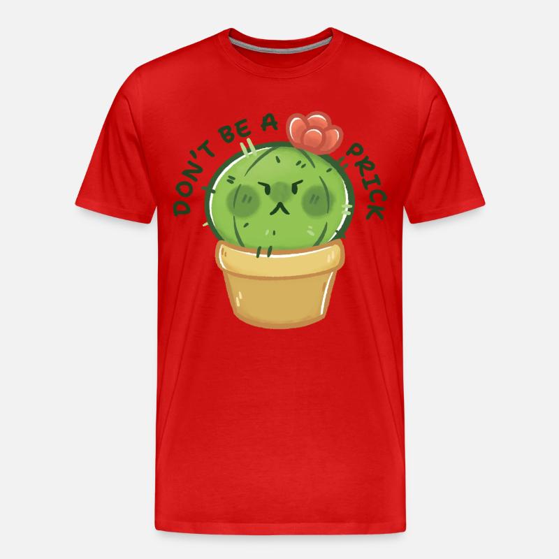 Grumpy Kaktus mit Botschaft - Männer Premium Bio T-Shirt - Rot