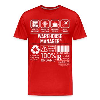 Résolution de problèmes multitâches Warehouse Manager - T-shirt bio Premium Homme - rouge - Devant - Damien (186cm)
