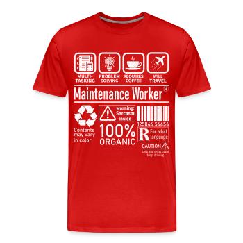 Maintenance Worker multi tasking problem solving - Men's Premium Organic T-Shirt - red - Front - Damien (186cm)
