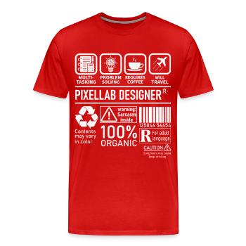 Pixellab Designer multi tasking problem solving - Men's Premium Organic T-Shirt - red - Front - Damien (186cm)