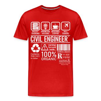 Ingénieur civil multitâche résolution de problèmes - T-shirt bio Premium Homme - rouge - Devant - Damien (186cm)