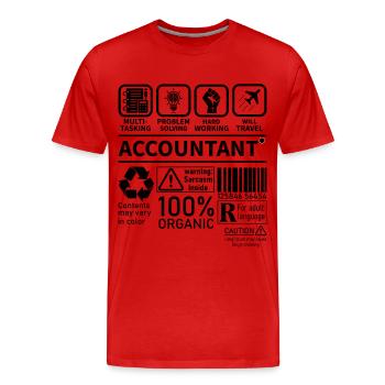 Comptable Multi tâche Résolution de problèmes Travail acharné - T-shirt bio Premium Homme - rouge - Devant - Damien (186cm)