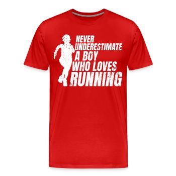 Lustiger Läufer Junge - Männer Premium Bio T-Shirt - Rot - Vorne - Damien (186cm)