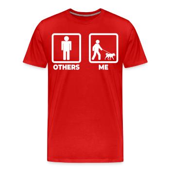 Hundeliebhaber Strichmännchen - Männer Premium Bio T-Shirt - Rot - Vorne - Damien (186cm)