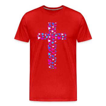 Croix Croix Cœur de Jésus Cœur - T-shirt bio Premium Homme - rouge - Devant - Damien (186cm)