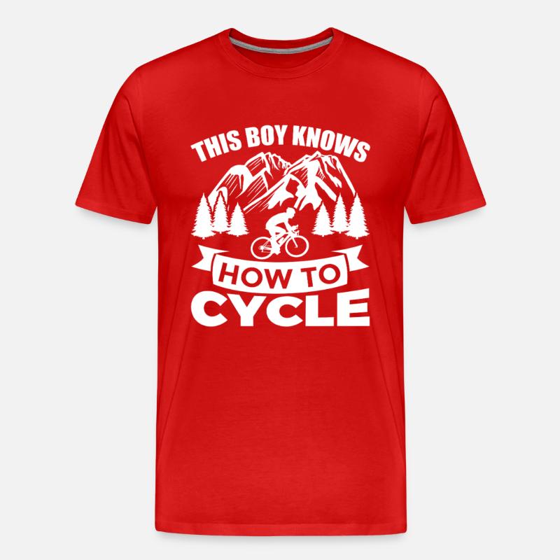 Fahrradfahrer Junge - Männer Premium Bio T-Shirt - Rot