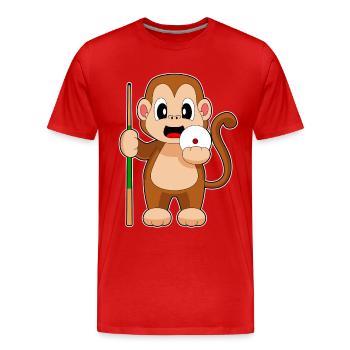 Affe Billiard Queue - Männer Premium Bio T-Shirt - Rot - Vorne - Damien (186cm)