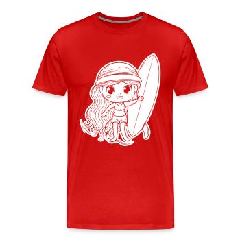 Little Surfer Girl - Men's Premium Organic T-Shirt - red - Front - Damien (186cm)