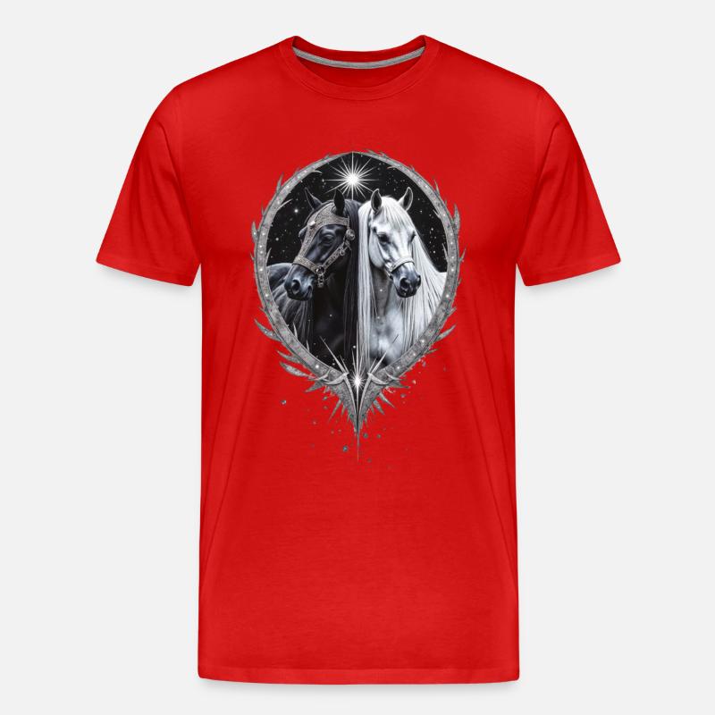 Zwei Pferde, Freunde fürs Leben, Geschenk - Männer Premium Bio T-Shirt - Rot