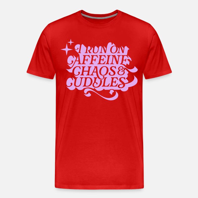 Caffeine Chaos Cuddles – Power Mode On - Männer Premium Bio T-Shirt - Rot