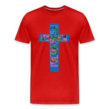 Kreuz Kreuze Herz Herzen - Männer Premium Bio T-Shirt - Rot - Vorne - Damien (186cm)