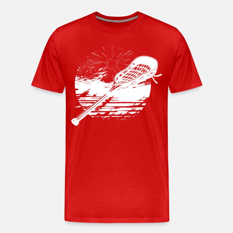 Lacrosse Schläger Grafik - Männer Premium Bio T-Shirt - Rot