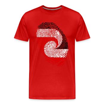 Empreintes digitales du drapeau maori - T-shirt bio Premium Homme - rouge - Devant - Damien (186cm)