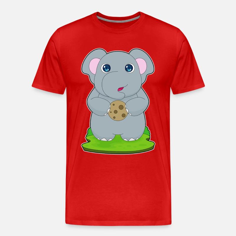 Elefant Cookie - Männer Premium Bio T-Shirt - Rot