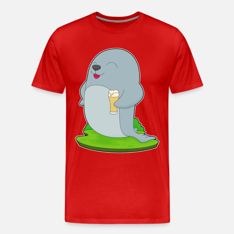 Seehund Bier - Männer Premium Bio T-Shirt - Rot
