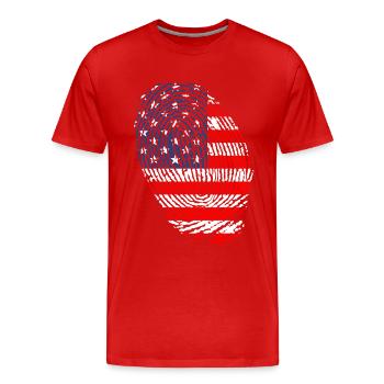 Empreintes digitales du drapeau américain - T-shirt bio Premium Homme - rouge - Devant - Damien (186cm)